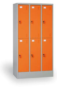 Šatná skriňa 6 boxov, oranžové dvere, cylindrický zámok