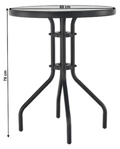 KONDELA Jedálenský stôl, čiena oceľ/tvrdené sklo, priemer 60 cm, BORGEN TYP 1
