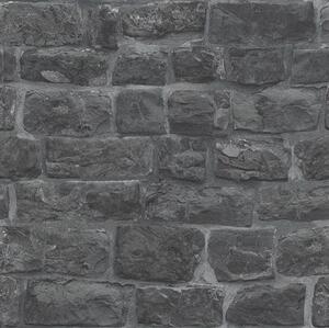 Vliesové tapety na stenu Eyecatcher 5818-15, rozmer 10,05 m x 0,53 m, kamenná stena tmavo sivá, Erismann