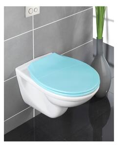 Modré WC sedadlo s jednoduchým zatváraním Wenko Kos, 44 × 37,5 cm