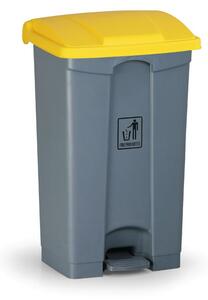 Pedálový viacúčelový odpadkový kôš na triedenie odpadu, 87 l, 480 x 360 x 820 mm, žltá