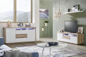 NÍZKA KOMODA, biela, farby dubu, 160/50/40 cm Carryhome - TV nábytok