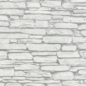Vliesové tapety na stenu Belinda 6721-20, kameň ukladaný sivo-biely, rozmer 10,05 m x 0,53 m, Novamur 81902