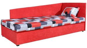 KONDELA Celočalúnená váľanda s molitánovým matracom, pravá, červená/vzor, EDVIN 4 LUX