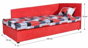 KONDELA Celočalúnená váľanda s molitánovým matracom, pravá, červená/vzor, EDVIN 4 LUX