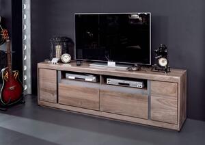 ROUND TV stolík - 2 skrinky 180x60 cm, dymová, palisander
