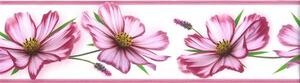 Samolepiace bordúry B 83-12-02, rozmer 8,3 cm x 5 m, kvety ružové, IMPOL TRADE
