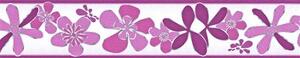 Samolepiaca bordúra D58-014-1, rozmer 5 m x 5,8 cm, kvety fialové, IMPOL TRADE