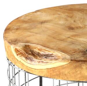 Prístavný stolík TRIEN 1 teakové drevo/kov, priemer 50 cm