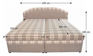 KONDELA Manželská posteľ, béžová/vzor karo, 180x200, LUCIA
