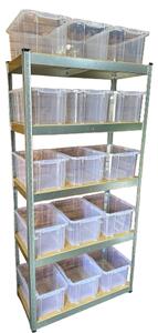 Akciový balíček - Kovový regál ECONOMY 180x90x40 + plastové úložné boxy 15 kusov