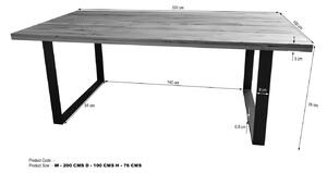 VEVEY Jedálenský stôl 200x100 cm, tmavohnedá, dub