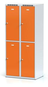 Šatníková skrinka s úložnými boxami, 4 boxy, 1800 x 800 x 500 mm, otočný zámok, oranžové dvere