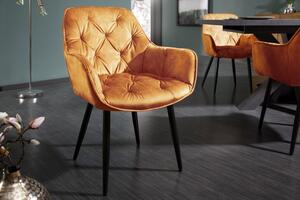 Dizajnová stolička Milano horčicovožltá zamat