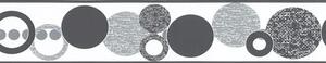 Samolepiaca bordúra D58-017-5, rozmer 5 m x 5,8 cm, kruhy sivé, IMPOL TRADE