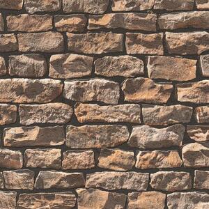 Vliesové tapety, kameň hnedý, Wood'n Stone 907912, A.S.Création, rozmer 10,05 m x 0,53 m