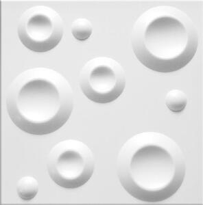 Stropné panely 3D XPS 0008, cena za kus, rozmer 50 cm x 50 cm, CIRCLES biely, IMPOL TRADE