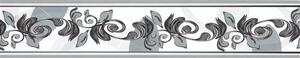 Samolepiaca bordúra D58-039-3, rozmer 5 m x 5,8 cm, ornamenty sivé, IMPOL TRADE