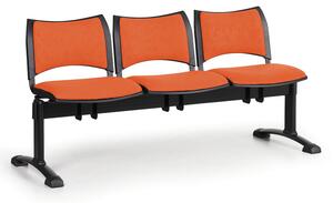 Čalúnená lavice do čakární SMART, 3-sedadlo, oranžová, čierne nohy