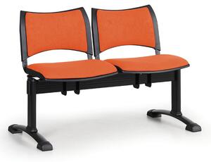 Čalúnená lavice do čakární SMART, 2 -sedadlo, oranžová, čierne nohy