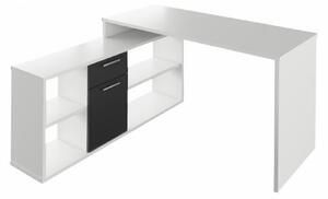 TEMPO PC stôl, biela / čierna, NOE NEW