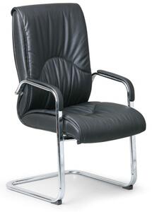 Konferenčná / prísediaca stolička LUX, kožená, čierna