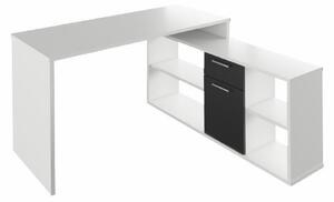 TEMPO PC stôl, biela / čierna, NOE NEW