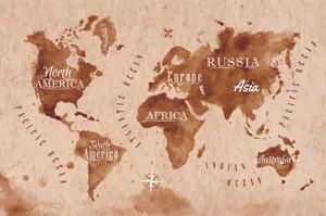 Tapeta mapa sveta v retro prevedení - 150x100