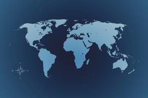 Tapeta mapa sveta v odtieňoch modrej
