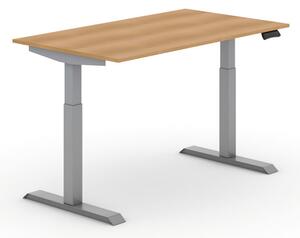Výškovo nastaviteľný stôl PRIMO ADAPT, elektrický, 1400 x 800 x 735-1235 mm, wenge, sivá podnož