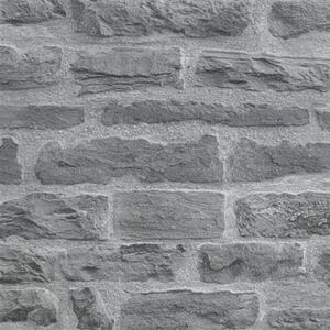 Vliesové tapety na stenu IMPOL 31944-2 Wood and Stone 2, tehlová stena sivo-čierna, rozmer 10,05 m x 0,53 m, A.S.Création
