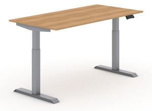 Výškovo nastaviteľný stôl PRIMO ADAPT, elektrický, 1600 x 800 x 735-1235 mm, dub, sivá podnož