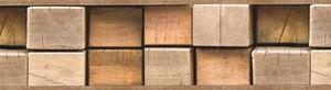 Samolepiaca bordúra B 83-21-02, rozmer 5 m x 8,3 cm, drevené kláty hnedé, IMPOL TRADE