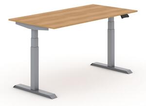 Výškovo nastaviteľný stôl PRIMO ADAPT, elektrický, 1800 x 800 x 625-1275 mm, biela, sivá podnož