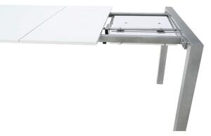 Tempo Kondela Jedálenský stôl, rozkladací, MDF/kov, biela extra vysoký lesk HG/strieborná, DARO