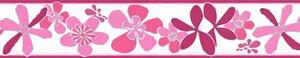 Samolepiaca bordúra D58-014-4, rozmer 5 m x 5,8 cm, kvety ružové, IMPOL TRADE