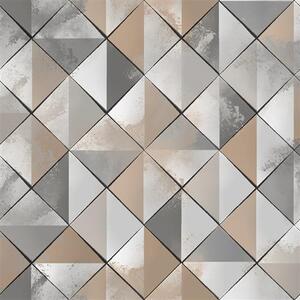 Vliesové tapety na stenu Pop M46703, trojuholníky sivo-hnedé, rozmer 10,05 m x 0,53 m, UGEPA