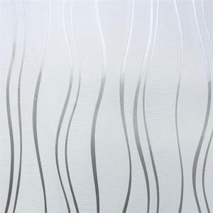 Vinylové tapety na stenu 0993260, vlnovky strieborné na bielom podklade, rozmer 10,05 m x 0,53 m, P+S International