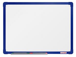 Biela magnetická popisovacia tabuľa boardOK, 600 x 450 mm, modrý rám
