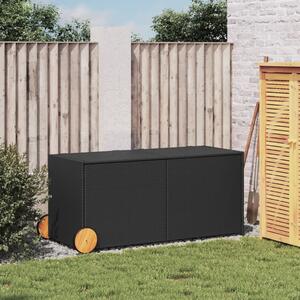 Záhradný úložný box s kolieskami čierny 283 l polyratan