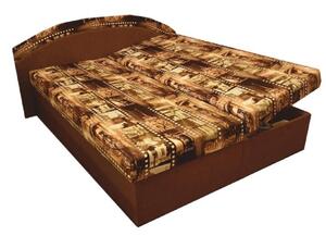 KONDELA Manželská posteľ, s molitánovými matracmi, hnedá/vzor, PETRA