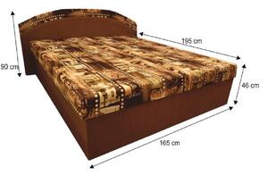 KONDELA Manželská posteľ, s molitánovými matracmi, hnedá/vzor, PETRA