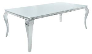 Jedálenský stôl BARROCK 200x105 cm - strieborná, biela