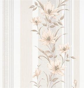 Vliesové tapety na stenu Finesse 10228-02, rozmer 10,05 m x 0,53 m, kvety hnedé s béžovými pruhmi, Erismann