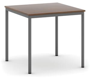 Stôl jedálenský, 800 x 800 mm doska orech, podnož tm. sivá