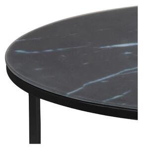 Čierny konferenčný stolík s doskou v mramorovom dekore Actona Alisma, ⌀ 80 cm