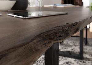 METALL Jedálenský stôl s antracitovými nohami (lesklé) 120x90, akácia, sivá