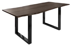 METALL Jedálenský stôl s antracitovými nohami (lesklé) 120x90, akácia, sivá