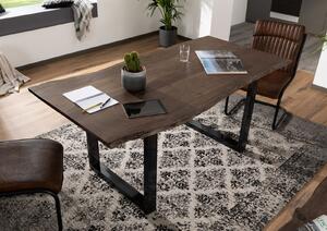 METALL Jedálenský stôl s antracitovými nohami (lesklé) 180x90, akácia, sivá