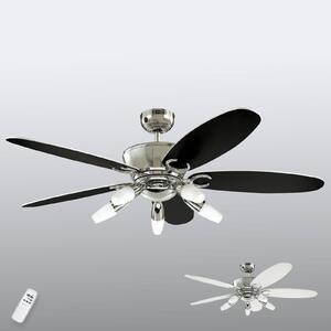 Stropný ventilátor Westinghouse s osvetlením Arius, diaľkové ovládanie, Čierna, Obývacia izba / jedáleň, kov, Moderný